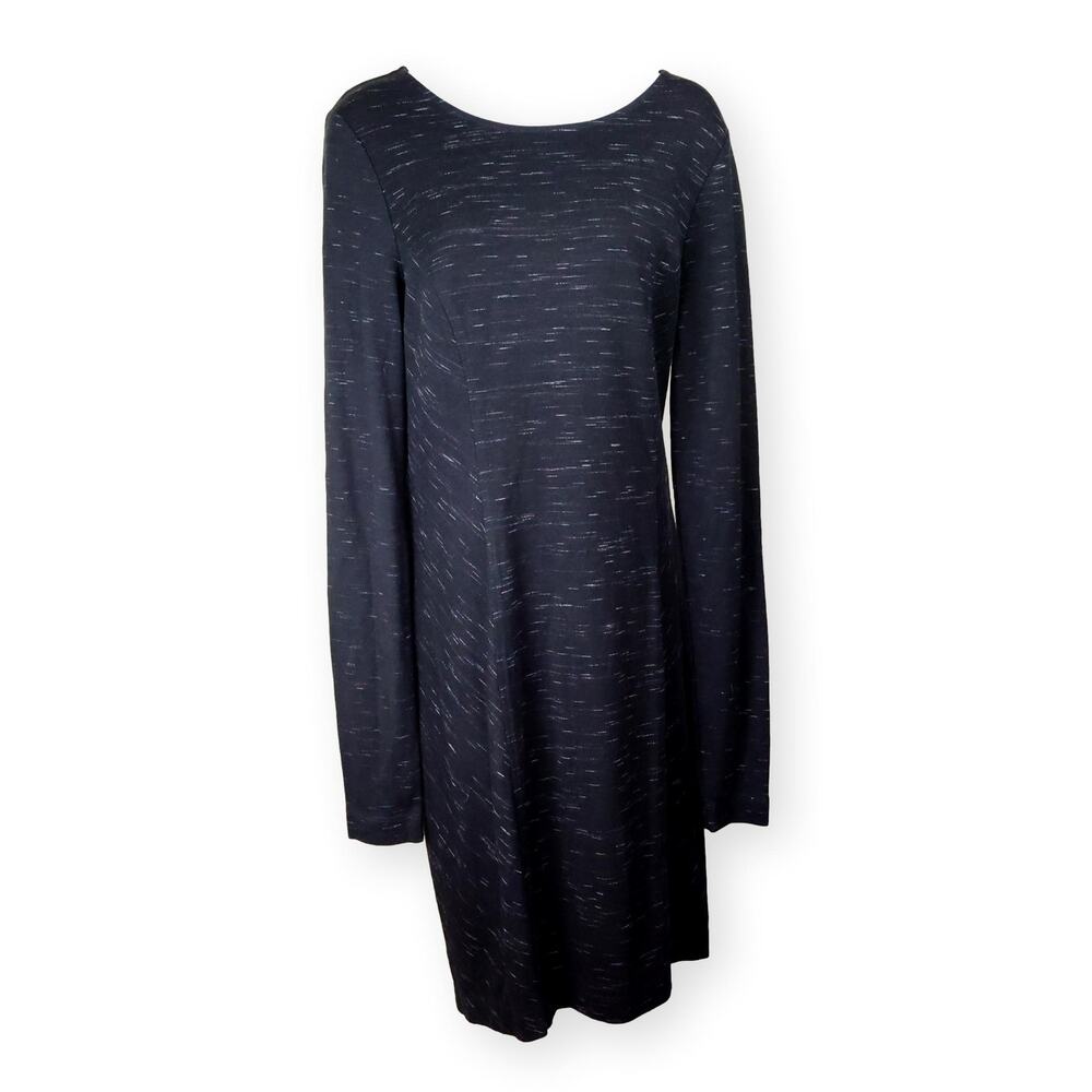Three Dots Womens Black Heathered Sheath Dress Stretch Ponte Knit Knee L